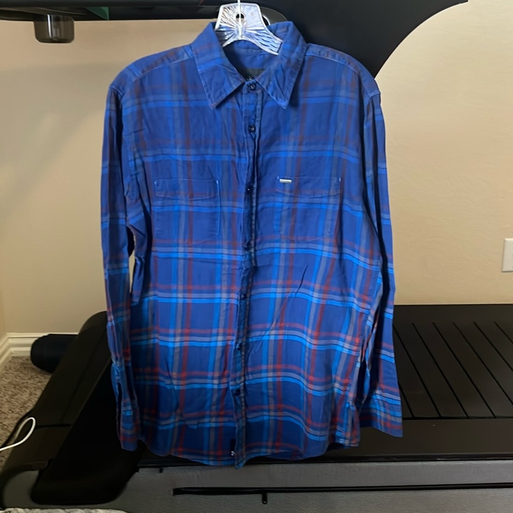 Blue plaid button down